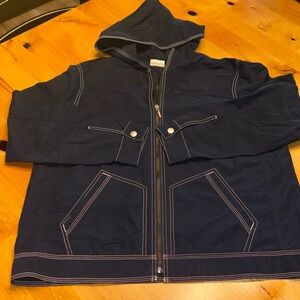 Chico’s Woman’s Lightweight Navy Hooded Jacket